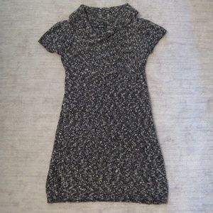 Black and White Collared Sweater Dress